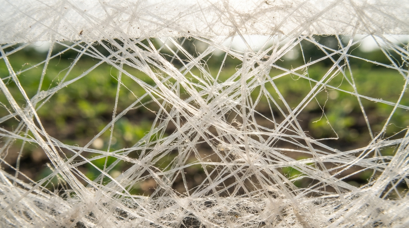 Close-up of UV stabilized polypropylene spunbond nonwoven fabric.