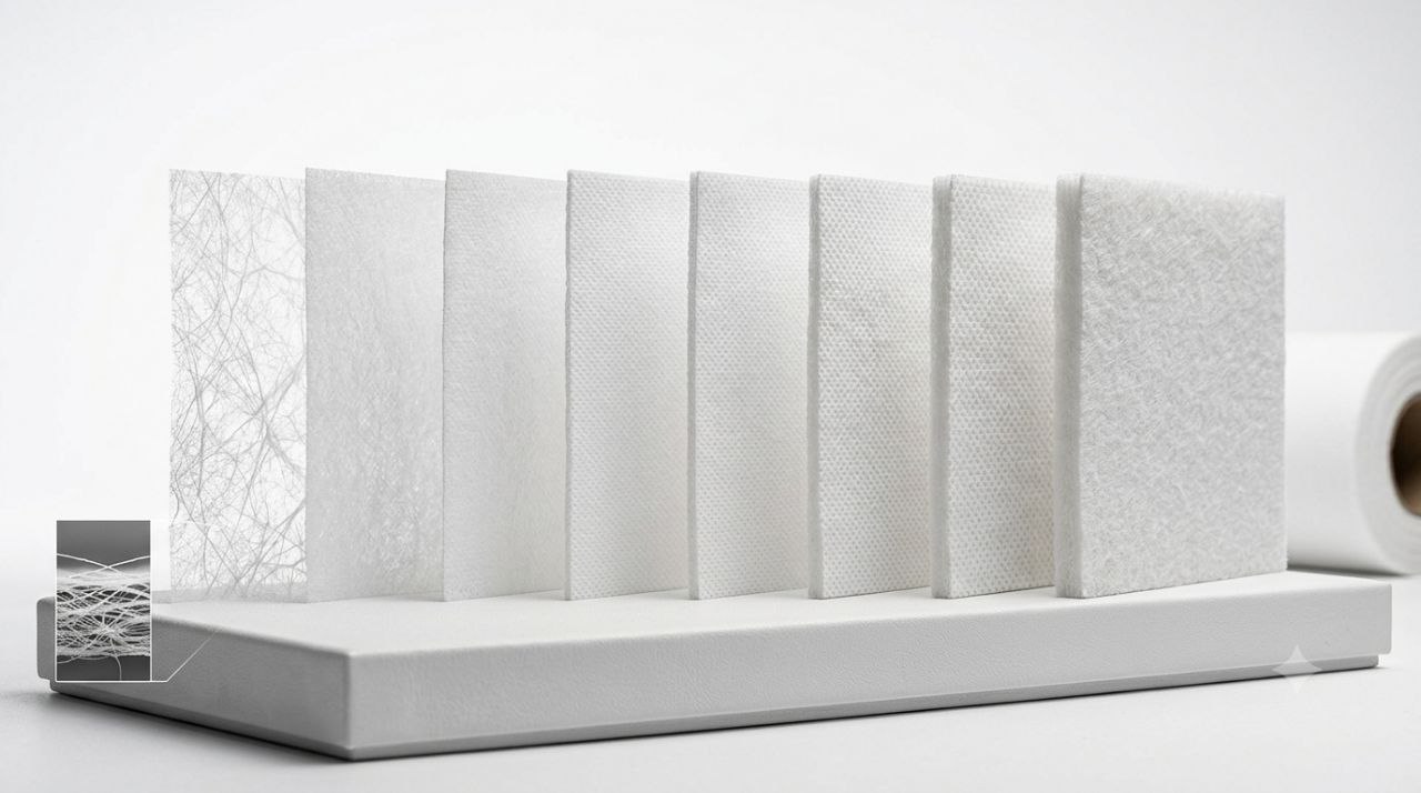 Polypropylene spunbond fabric samples in different GSM weights for various industrial applications