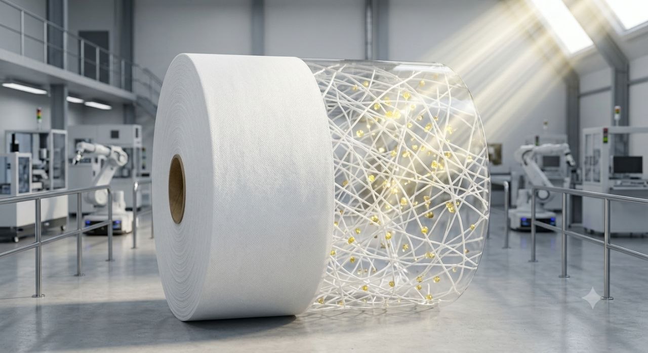 White UV stabilized polypropylene spunbond fabric showing protection against ultraviolet radiation.