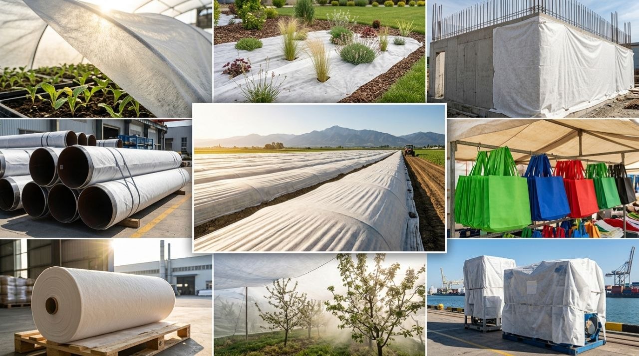 Applications of UV stabilized spunbond fabric in agriculture, construction, packaging, and landscaping.